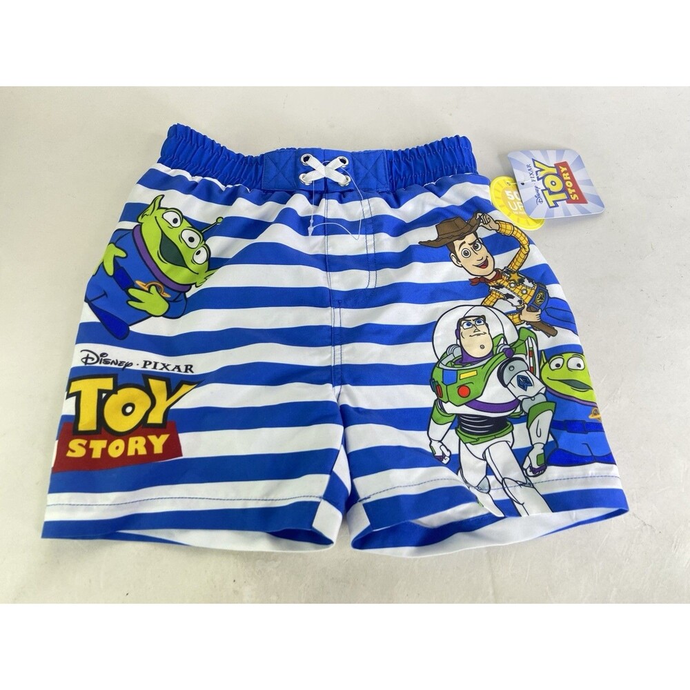 Disney Toy Story Striped Swim Trunks Shorts Lined Swimwear Bottoms Boys Size 3T